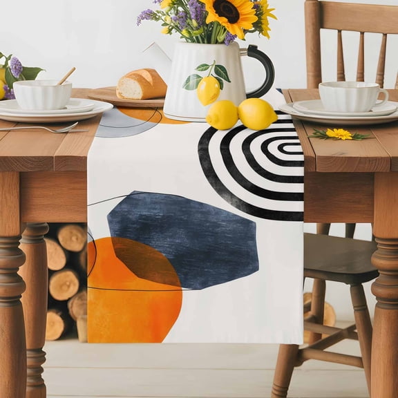 Burlap Table Runner 70 Inches Long,Nordic Style Bohemian Arch Sun Non-Slip Kitchen Table Runners for Dining Room Everyday Use Party Table Decorations Modern Abstract Arts