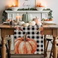 thumbnail image 1 of Burlap Table Runner 70 Inches Long,Orange Pumpkin Fall Thanksgiving Non-Slip Kitchen Table Runners for Dining Room Everyday Use Party Table Decorations Black Buffalo Plaid Retro Linen, 1 of 9
