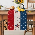 thumbnail image 1 of Burlap Table Runner 70 Inches Long,Patriotic Independence Day Red White Blue Stripe Non-Slip Kitchen Table Runners for Dining Room Everyday Use Party Table Decorations Rustic Star on Cotton, 1 of 9
