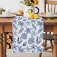 thumbnail image 1 of Burlap Table Runner 70 Inches Long, Summer Blue Flower Shell Conch on Retro Non-Slip Kitchen Table Runners for Dining Room Everyday Use Party Table Decorations Underwater World, 1 of 9