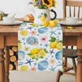 thumbnail image 1 of Burlap Table Runner 70 Inches Long,Summer Sea Stars Shells Lemons Non-Slip Kitchen Table Runners for Dining Room Everyday Use Party Table Decorations Watercolor Flowers, 1 of 9