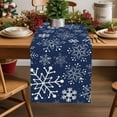 thumbnail image 1 of Burlap Table Runner 70 Inches Long,Winter Christmas Snowflakes on Navy Blue Non-Slip Kitchen Table Runners for Dining Room Everyday Use Party Table Decorations Snow Scene, 1 of 9