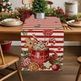 thumbnail image 1 of Burlap Table Runner 72 Inches Long,Christmas Holly Berry Red Stripe Non-Slip Kitchen Table Runners for Dining Room Everyday Use Party Table Decorations Winter Pine Branch Retro Linen, 1 of 9