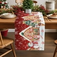 thumbnail image 1 of Burlap Table Runner 72 Inches Long,Christmas Snowman Candy Non-Slip Kitchen Table Runners for Dining Room Everyday Use Party Table Decorations Winter Snowflakes on Red, 1 of 9