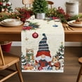 thumbnail image 1 of Burlap Table Runner 72 Inches Long,Christmas Tree Gnome Squirrel Cat Non-Slip Kitchen Table Runners for Dining Room Everyday Use Party Table Decorations Winter Poinsettia Xmas Ball, 1 of 9