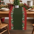 thumbnail image 1 of Burlap Table Runner 72 Inches Long,Merry Christmas Poinsettia Green Leaf Non-Slip Kitchen Table Runners for Dining Room Everyday Use Party Table Decorations Red Floral Berry on Plaid, 1 of 9