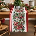 thumbnail image 1 of Burlap Table Runner 72 Inches Long,Winter Poinsettia Red Stripe Non-Slip Kitchen Table Runners for Dining Room Everyday Use Party Table Decorations Pink Green White Botanical, 1 of 9