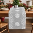 thumbnail image 1 of Burlap Table Runner 72 Inches Long,Winter Snowflake Pine Leaf Non-Slip Kitchen Table Runners for Dining Room Everyday Use Party Table Decorations White Botanical on Grey, 1 of 9