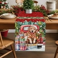 thumbnail image 1 of Burlap Table Runner 72 Inches Long,Xmas Winter Dog Farm Truck Non-Slip Kitchen Table Runners for Dining Room Everyday Use Party Table Decorations Christmas Tree Green Red, 1 of 9