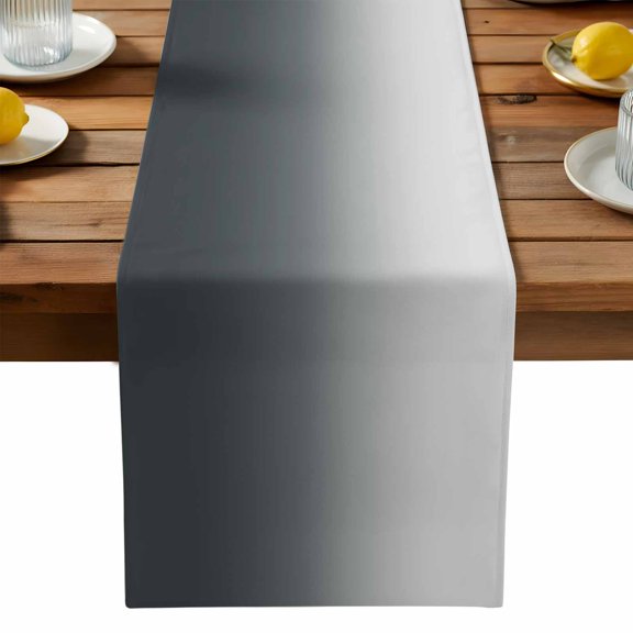 Burlap Table Runner 90 Inches Long,Abstract Ombre Grey Non-Slip Kitchen Table Runners for Dining Room Everyday Use Party Table Decorations Art