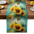 thumbnail image 1 of Burlap Table Runner 90 Inches Long, Abstract Sunflower Butterfly Non-Slip Kitchen Table Runners for Dining Room Everyday Use Party Table Decorations Watercolor Pastoral Floral, 1 of 9