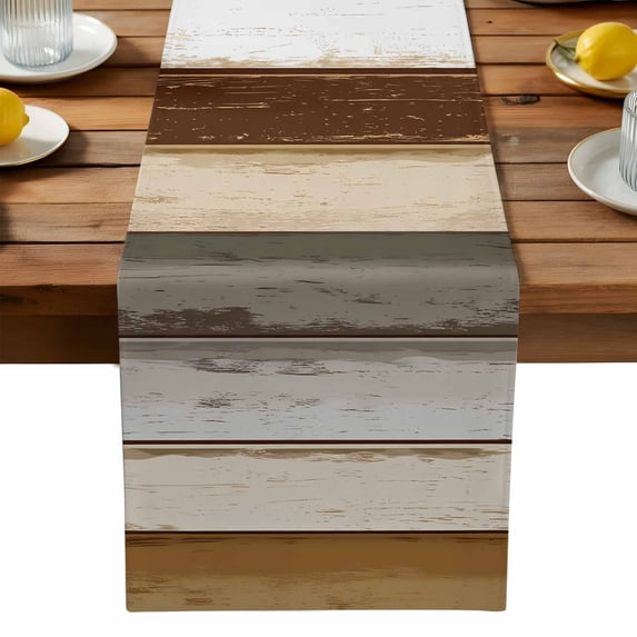 Burlap Table Runner 90 Inches Long,Brown Farm Country Wood Grain Non ...
