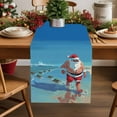 thumbnail image 1 of Burlap Table Runner 90 Inches Long,Christmas Santa Claus Beach Ocean Turtle Non-Slip Kitchen Table Runners for Dining Room Everyday Use Party Table Decorations Blue Oil Painting Style, 1 of 9