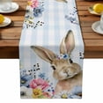 thumbnail image 1 of Burlap Table Runner 90 Inches Long,Easter Rabbit Blossom Flower Non-Slip Kitchen Table Runners for Dining Room Everyday Use Party Table Decorations Eucalyptus on Blue Plaid, 1 of 9