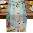thumbnail image 1 of Burlap Table Runner 90 Inches Long,Easter Rabbit Egg Butterfly Non-Slip Kitchen Table Runners for Dining Room Everyday Use Party Table Decorations Pastoral Flower Leaf Wood Plank, 1 of 9