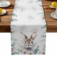 thumbnail image 1 of Burlap Table Runner 90 Inches Long, Easter Rabbit Spring Flower Non-Slip Kitchen Table Runners for Dining Room Everyday Use Party Table Decorations Farmhouse Animal Green Leaf, 1 of 9