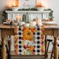 thumbnail image 1 of Burlap Table Runner 90 Inches Long,Fall Orange Maple Leaf Thanksgiving Pumpkin Watercolor Non-Slip Kitchen Table Runners for Dining Room Everyday Use Party Table Decorations Black Plaid, 1 of 9