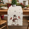 thumbnail image 1 of Burlap Table Runner 90 Inches Long,Merry Christmas Snowman Red Bird Non-Slip Kitchen Table Runners for Dining Room Everyday Use Party Table Decorations Snowflake Holly on Burlap Flax, 1 of 9