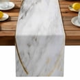 thumbnail image 1 of Burlap Table Runner 90 Inches Long, Modern Marble Texture Non-Slip Kitchen Table Runners for Dining Room Everyday Use Party Table Decorations Abstract Golden Circle, 1 of 9