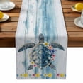 thumbnail image 1 of Burlap Table Runner 90 Inches Long, Nautical Sea Turtle Blue Ocean Non-Slip Kitchen Table Runners for Dining Room Everyday Use Party Table Decorations Summer Lemon Flower, 1 of 9