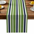 thumbnail image 1 of Burlap Table Runner 90 Inches Long,Navy Blue Green White Color Stripes Non-Slip Kitchen Table Runners for Dining Room Everyday Use Party Table Decorations Classic Striped, 1 of 9