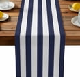 thumbnail image 1 of Burlap Table Runner 90 Inches Long,Navy Blue and White Stripe Non-Slip Kitchen Table Runners for Dining Room Everyday Use Party Table Decorations Modern Stripes Pattern, 1 of 9