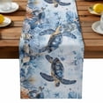 thumbnail image 1 of Burlap Table Runner 90 Inches Long, Ocean Life Sea Turtle Coral Shell Non-Slip Kitchen Table Runners for Dining Room Everyday Use Party Table Decorations Marine Starfish Jellyfish, 1 of 9