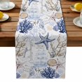 thumbnail image 1 of Burlap Table Runner 90 Inches Long,Ocean Starfish Blue Coral Non-Slip Kitchen Table Runners for Dining Room Everyday Use Party Table Decorations Nautical Anchor Vintage Boat, 1 of 9