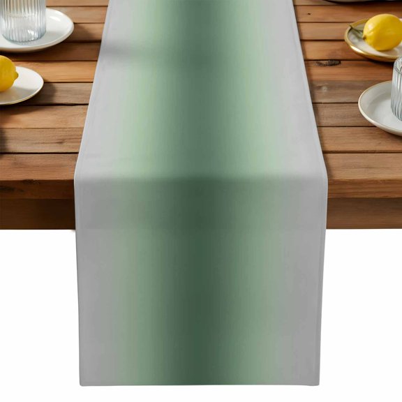 Burlap Table Runner 90 Inches Long, Rat Tail Green Gray Gradual Non-Slip Kitchen Table Runners for Dining Room Everyday Use Party Table Decorations Abstract Art