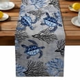 thumbnail image 1 of Burlap Table Runner 90 Inches Long, Sea Blue Turtle Black Coral Non-Slip Kitchen Table Runners for Dining Room Everyday Use Party Table Decorations Summer Nautical Ocean Creature, 1 of 9