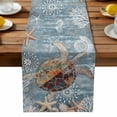 thumbnail image 1 of Burlap Table Runner 90 Inches Long, Seaside Sea Turtles Starfish Non-Slip Kitchen Table Runners for Dining Room Everyday Use Party Table Decorations Vintage Starfish Retro Backdrop, 1 of 9