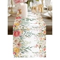 Burlap Table Runner 90 Inches Long, Spring Colorful Pastoral Flower Non ...