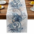 thumbnail image 1 of Burlap Table Runner 90 Inches Long, Summer Ocean Coral Seagrass Non-Slip Kitchen Table Runners for Dining Room Everyday Use Party Table Decorations Abstract Conch Shell, 1 of 9