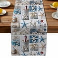 thumbnail image 1 of Burlap Table Runner 90 Inches Long,Summer Ocean Starfish Shell Conch Lighthouse Non-Slip Kitchen Table Runners for Dining Room Everyday Use Party Table Decorations Ocean Collage Art, 1 of 9