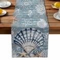 thumbnail image 1 of Burlap Table Runner 90 Inches Long, Summer Vintage Shell Starfish Non-Slip Kitchen Table Runners for Dining Room Everyday Use Party Table Decorations Nautical Coral Seahorse, 1 of 9