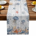thumbnail image 1 of Burlap Table Runner 90 Inches Long,Underwater Ocean Creature Non-Slip Kitchen Table Runners for Dining Room Everyday Use Party Table Decorations Sea Jellyfish Starfish Wood Plank, 1 of 9