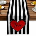 thumbnail image 1 of Burlap Table Runner 90 Inches Long, Valentine's Day Red Love Non-Slip Kitchen Table Runners for Dining Room Everyday Use Party Table Decorations Geometric Black White Stripe, 1 of 9