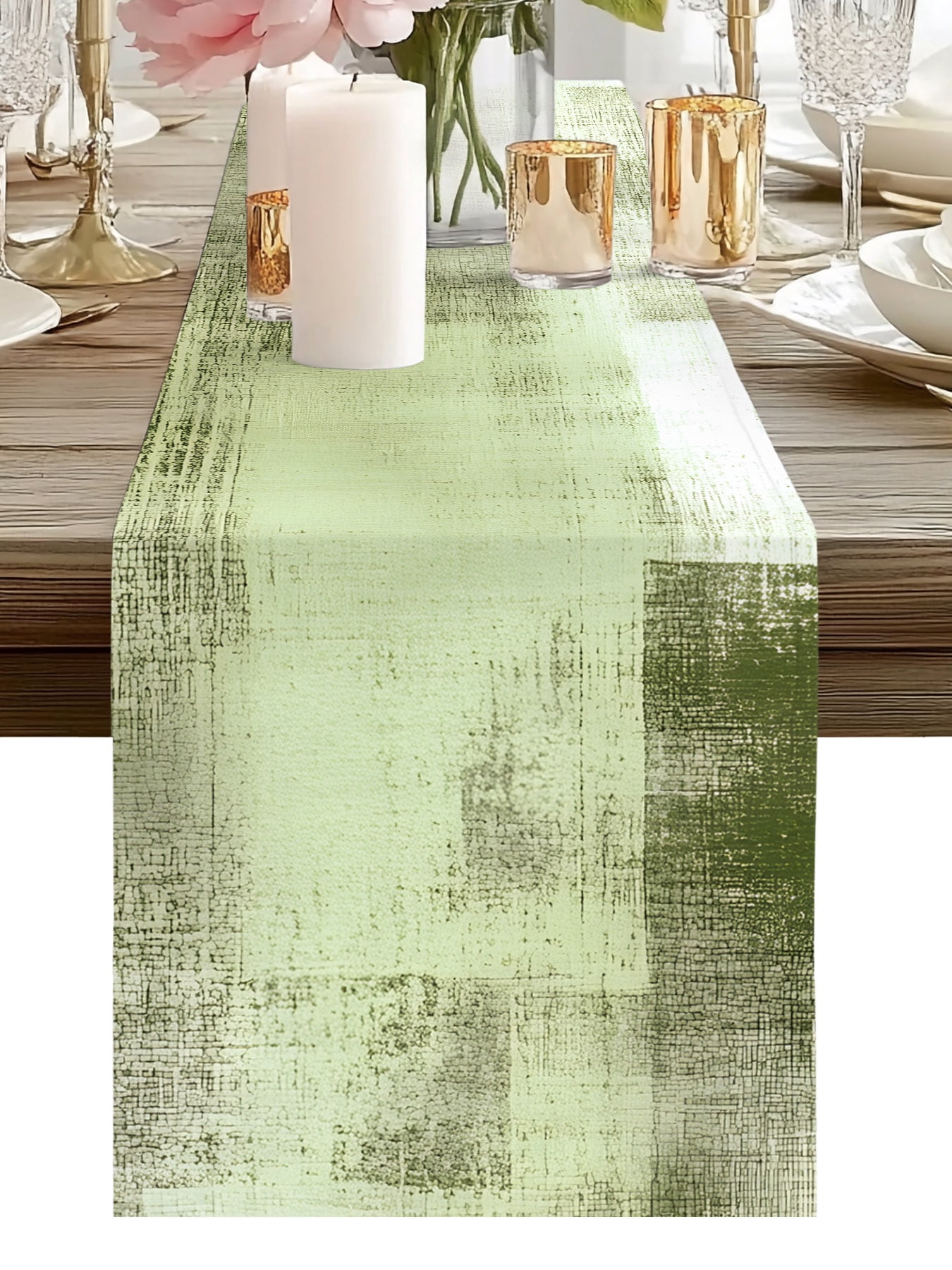 Burlap Table Runner 90 Inches Long, Vintage Abstract Oil Painting Art ...