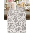Burlap Table Runner 90 Inches Long, Vintage Farm Gray Floral Pattern ...