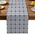 thumbnail image 1 of Burlap Table Runner 90 Inches Long, Vintage Geometric Art Stripe Lattice Non-Slip Kitchen Table Runners for Dining Room Everyday Use Party Table Decorations Abstract Flower Tile Texture, 1 of 9