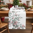 thumbnail image 1 of Burlap Table Runner 90 Inches Long,Watercolor Botanical Branch Leaves Red Berry Non-Slip Kitchen Table Runners for Dining Room Everyday Use Party Table Decorations Green Plant on White, 1 of 9