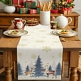 thumbnail image 1 of Burlap Table Runner 90 Inches Long,Winter Christmas Tree Reindeer Non-Slip Kitchen Table Runners for Dining Room Everyday Use Party Table Decorations Gold Snowflake on Beige, 1 of 9