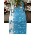 thumbnail image 1 of Burlap Table Runner 90 Inches Long,Winter Snowflake Non-Slip Kitchen Table Runners for Dining Room Everyday Use Party Table Decorations Christmas Ball Blue Theme, 1 of 9