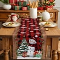 thumbnail image 1 of Burlap Table Runner 90 Inches Long,Winter Snowflake Snowman Non-Slip Kitchen Table Runners for Dining Room Everyday Use Party Table Decorations Red Black Plaid Vintage Wood, 1 of 9