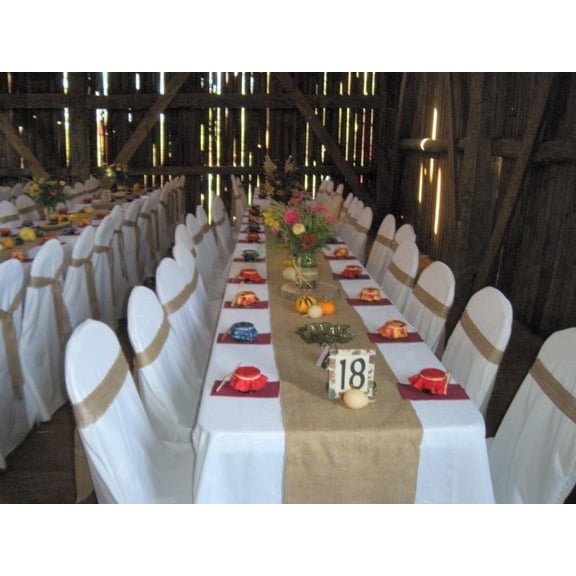 Burlap Fabrics Burlap Table Runner - 14 x 144 Inch Natural 10oz Serged Edges