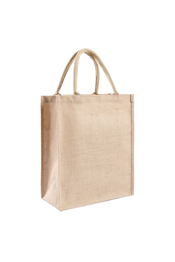 Khaki Burlap Tote Bag for Storage Stylish Reusable Shopping Carry All