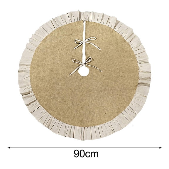 Burlap Tree Skirt for Christmas Decor, Natural Linen Holiday Tree Mat with Charming Design, Easy to Clean Floor Covering for and Modern Themes, 35.4 or 47.2 Inches(35.4inch)