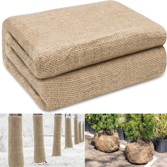 Burlap Tree Wrap for Winter Frost Protection Plant Insulation Cover 4/5 Ft Height Breathable Reusable Garden Trunk Wrap for Garden Young Tree Shrub Trunk Cold Protection