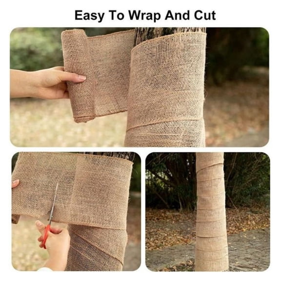 Burlap Tree Wraps 7.8x9.8 ft, 4 Rolls - Rustic Tree Skirt Wrap for Christmas Trees, Holiday Decorations, Burlap Ribbon for Crafts, Wedding Arch Decor