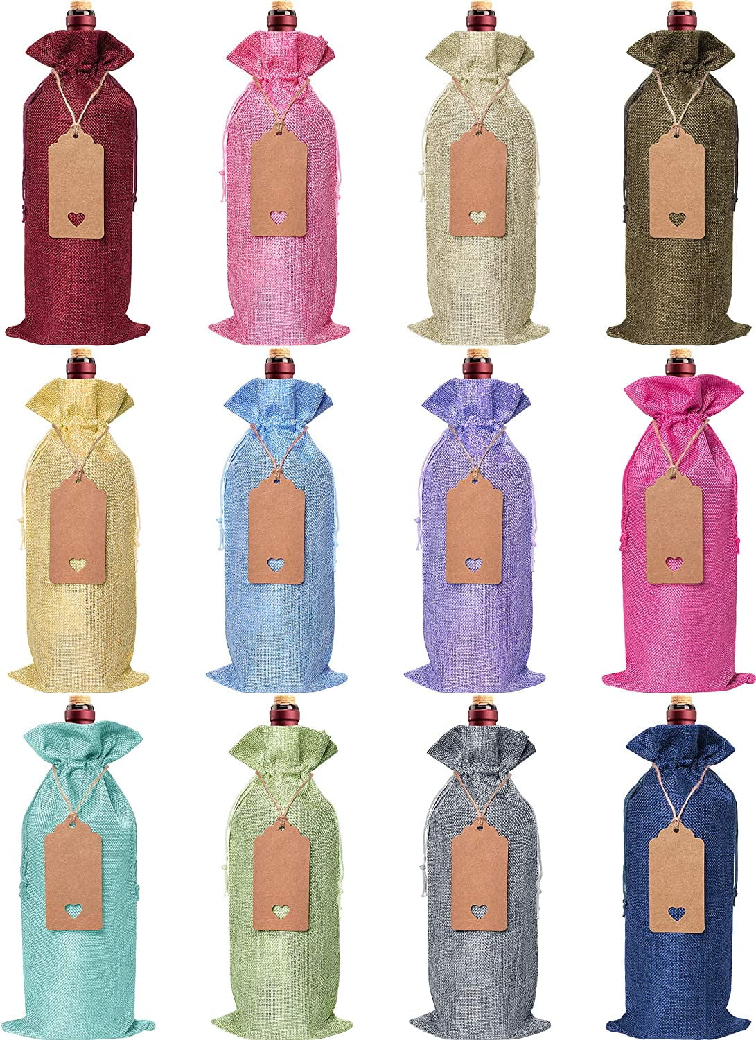 Burlap Wine Bags Wine Gift Bags, 12 Pcs Wine Bottle Bags with Drawstrings,  Tags \u0026 Ropes, Reusable Wine Bottle Covers for Christmas, Wedding, Birthday,  Holiday Party, Housewarming, Storage - Walmart.com, image size:1091x1500